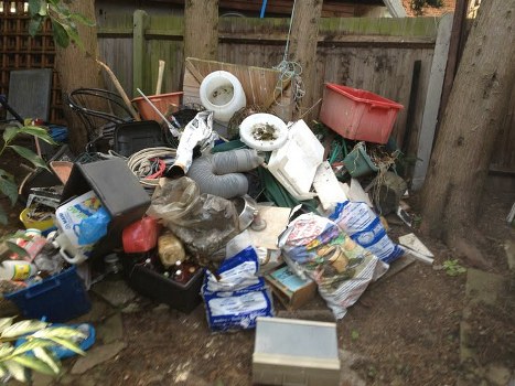 Construction site with materials being recycled in Palmers Green